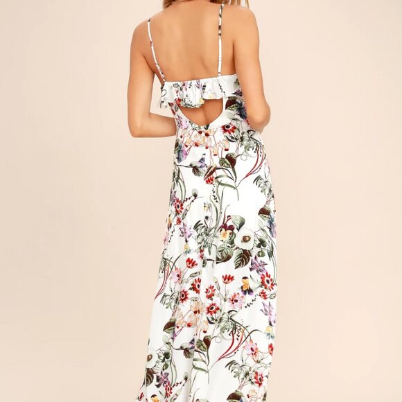 Lulus Bloom Ivory Floral Print Maxi Dress (Size Small) - Picture 2 of 11